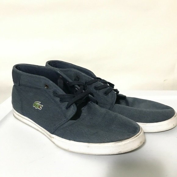 Lacoste Ampthill Canvas Mid Sneakers Lace Up Shoes - Picture 7 of 8